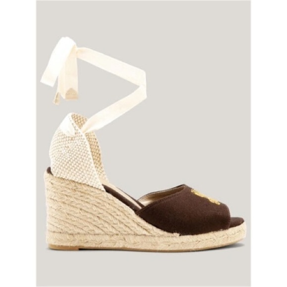 𝅺nwt Ganni Lace-up Jute Wedge Espadrilles in Bitter Chocolate - Picture 1 of 8